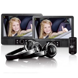 9"" Dubbel scherm - Portable DVD-speler met hoofdtelefoon en brackets Lenco MES-415 Zwart